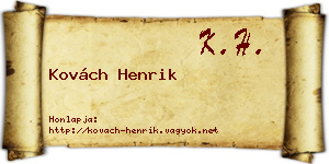 Kovách Henrik névjegykártya