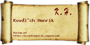 Kovách Henrik névjegykártya